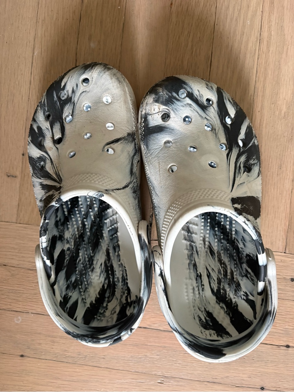 CROCS Kids Black & White Marble Clogs